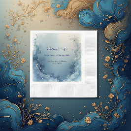 Guardanapo De Papel blue white Dreamy coastal marble ink wedding