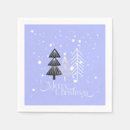 Guardanapo De Papel Blue &White Trees Elegant Christmas Holiday 