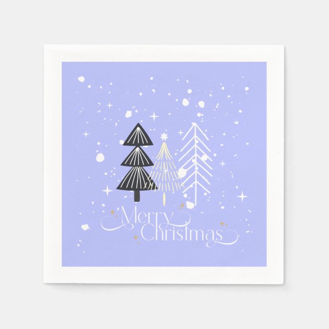 Guardanapo De Papel Blue &White Trees Elegant Christmas Holiday  (Frente)