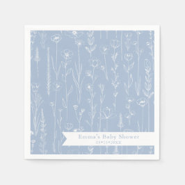 Guardanapo De Papel Blue Wildflower Baby Shower | Floral Pattern