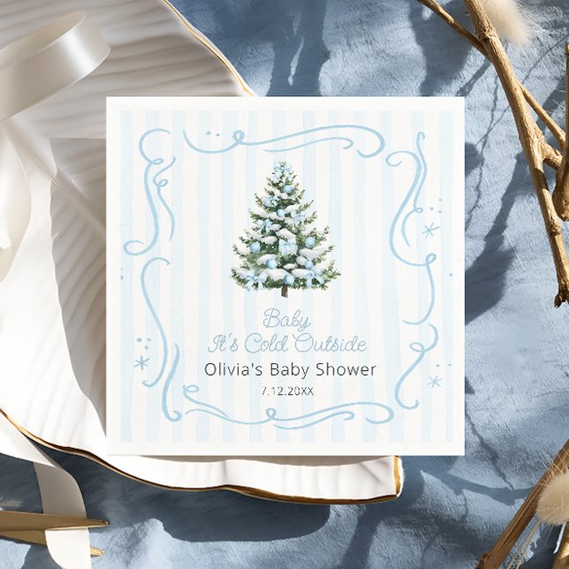 Guardanapo De Papel Blue Winter Christmas Tree Baby Shower (Criador carregado)