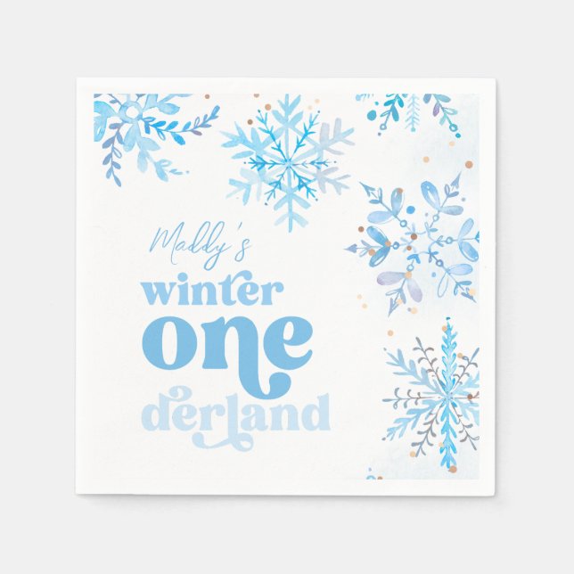 Guardanapo De Papel Blue Winter Onederland Party Napkins (Frente)