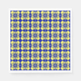 Guardanapo De Papel Blue Yellow Checker Argyle Pattern Paper Napkin