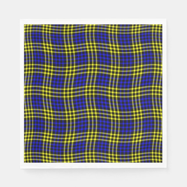 Guardanapo De Papel Blue Yellow Plaid Checker Seamless Pattern (Frente)