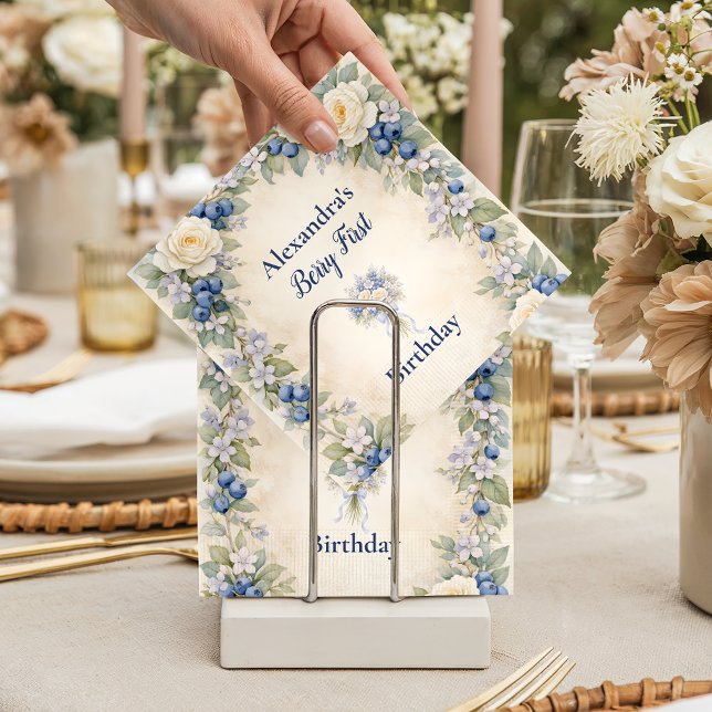 Guardanapo De Papel Blueberry Berry Botanical 1st Birthday (Criador carregado)