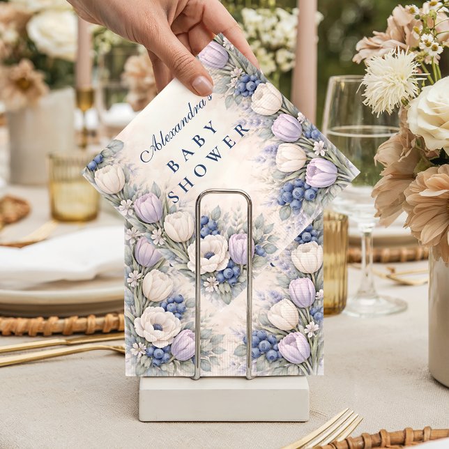 Guardanapo De Papel Blueberry Blossom Garden Baby Shower (Criador carregado)