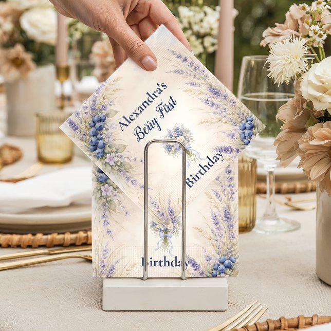 Guardanapo De Papel Blueberry Botanical Berry Theme 1st Birthday (Criador carregado)