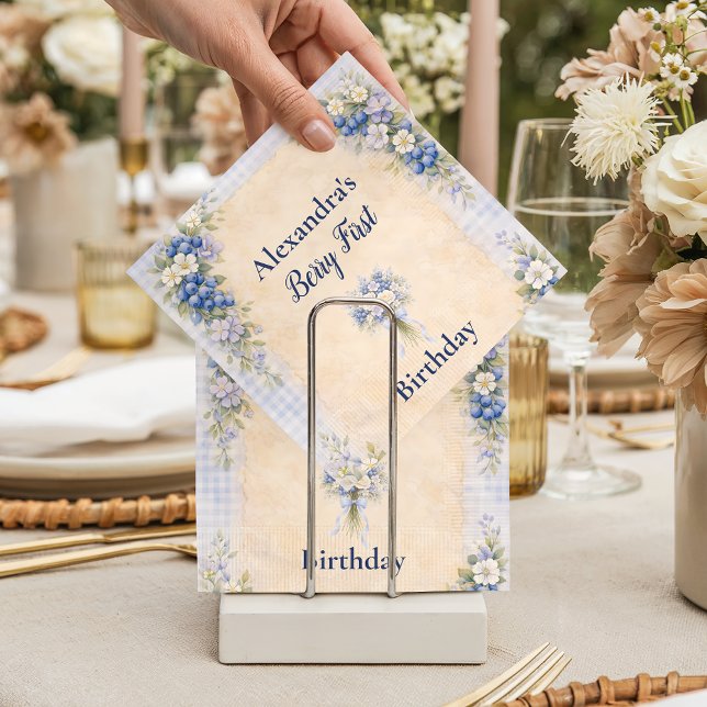 Guardanapo De Papel Blueberry Floral Storybook Berry 1st Birthday (Criador carregado)