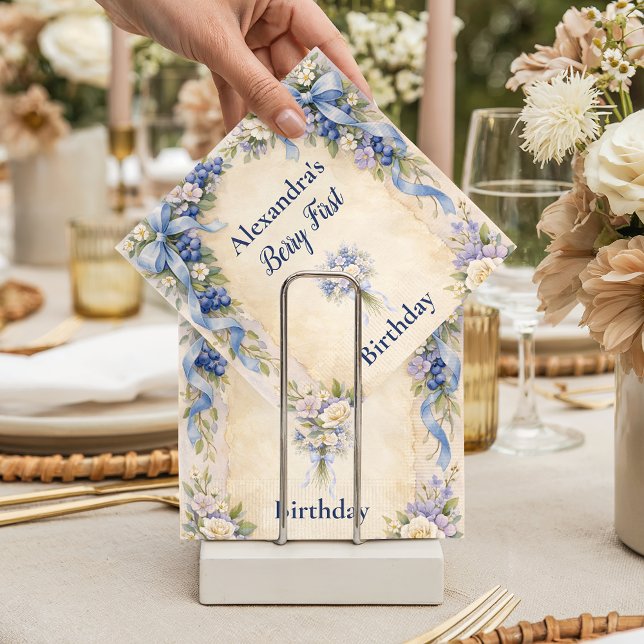 Guardanapo De Papel Blueberry Garden Berry First 1st Birthday (Criador carregado)