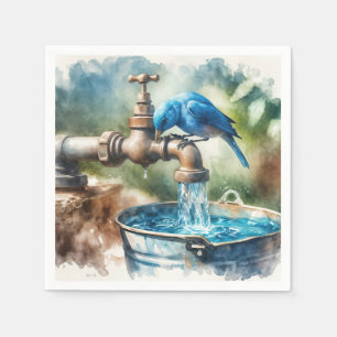 Guardanapo De Papel Bluebird em uma antiga torneira
