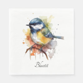 Guardanapo De Papel Bluetit bonito em uma ramificação, personalizado