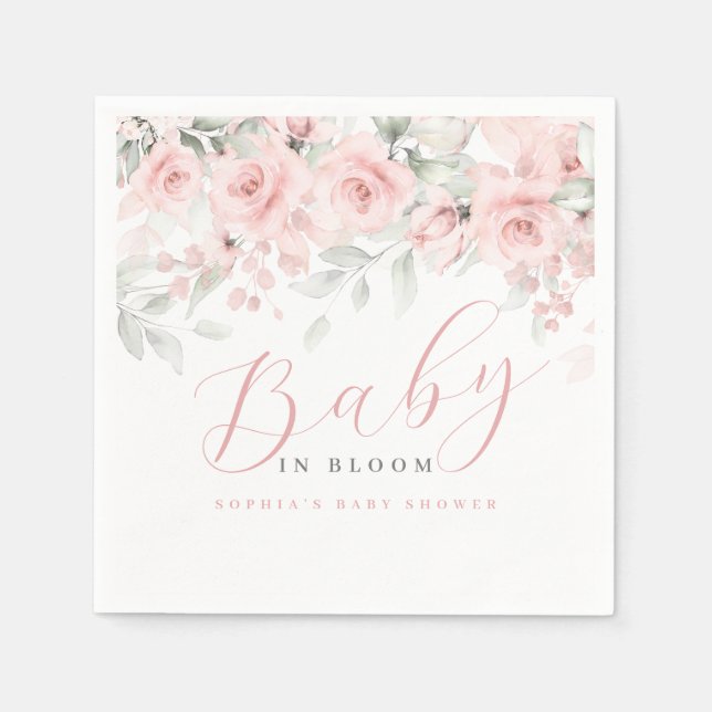 Guardanapo De Papel Blush Baby In Bloom Chá de fraldas (Frente)