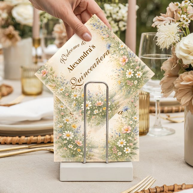 Guardanapo De Papel Blush Blue Meadow Quinceañera (Criador carregado)