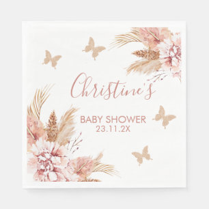 Guardanapo De Papel Blush Boho Floral Borboleta Beijos Bebês Deseja