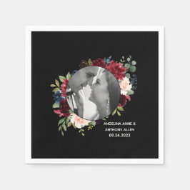 Guardanapo De Papel Blush Burgundy Foto Floral Moderna Casamento