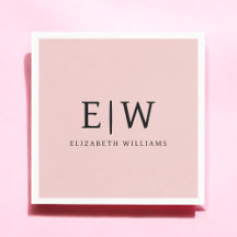 Blush Dusty Pink Girly Script Monograma Nome Moder