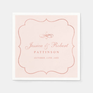Guardanapo De Papel Blush e Rosa Dourado   Casamento Clássico Elegante