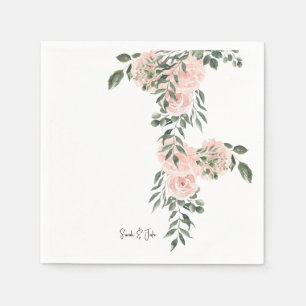 Guardanapo De Papel Blush Floral Água Cor Branca Coquetel Casamento