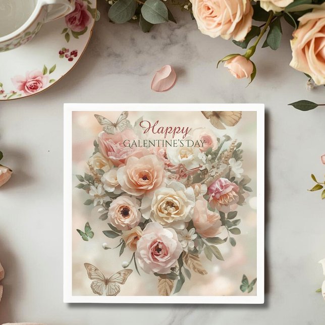 Guardanapo De Papel Blush Garden Roses Galentine Tea Party Florals (Criador carregado)