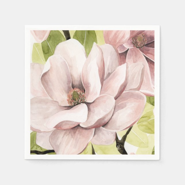 Guardanapo De Papel Blush Magnolia Flowers (Frente)