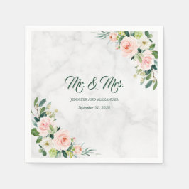 Guardanapo De Papel Blush Pink Boho Watercolor Casamento Sr. e Sra.