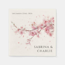 Guardanapo De Papel Blush Pink Cherry Blossom Elegant Floral Wedding