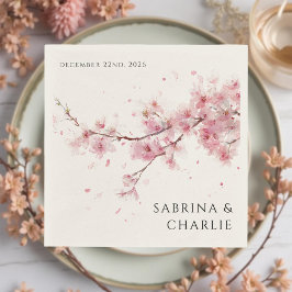 Guardanapo De Papel Blush Pink Cherry Blossom Elegant Floral Wedding