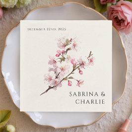 Guardanapo De Papel Blush Pink Cherry Blossom Elegant Floral Wedding