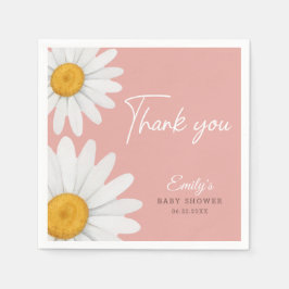 Guardanapo De Papel Blush Pink Daisy Floral Baby Shower Thank You