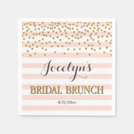 Guardanapo De Papel Blush Pink e Douradas Stripes Confetti Bridal Brun