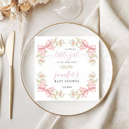 Guardanapo De Papel Blush Pink Floral Bow Baby Girl Shower