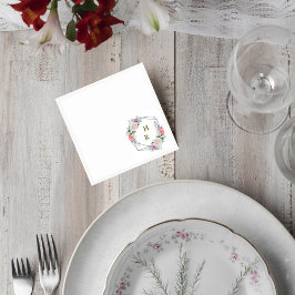 Guardanapo De Papel Blush Pink Floral Monogram Wedding Cocktail Napkin