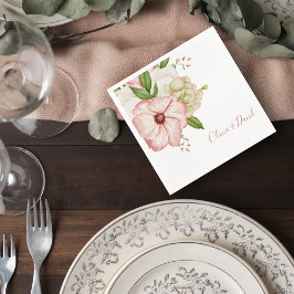 Guardanapo De Papel Blush Pink Floral Wedding Cocktail Napkin