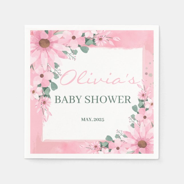 Guardanapo De Papel Blush Pink Girl em Chá de fraldas (Frente)