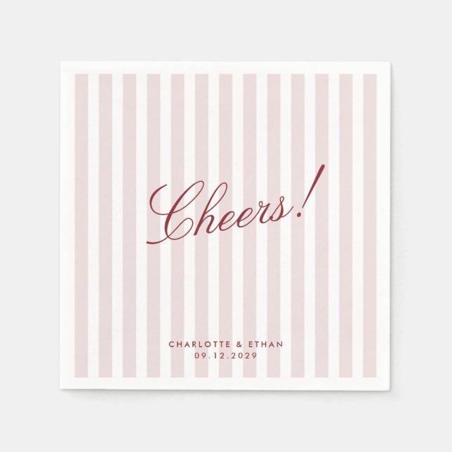 Guardanapo De Papel Blush Pink Vertical Stripes Modernas Casamento Nap (Frente)