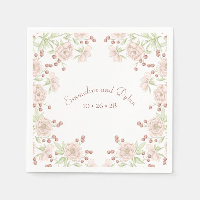 Guardanapo De Papel Blush Pink Wedding Floral (Frente)