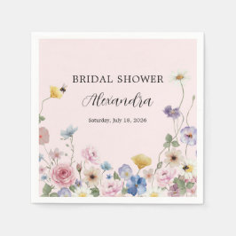 Guardanapo De Papel Blush Pink Wildflowers Bridal Shower Invitation