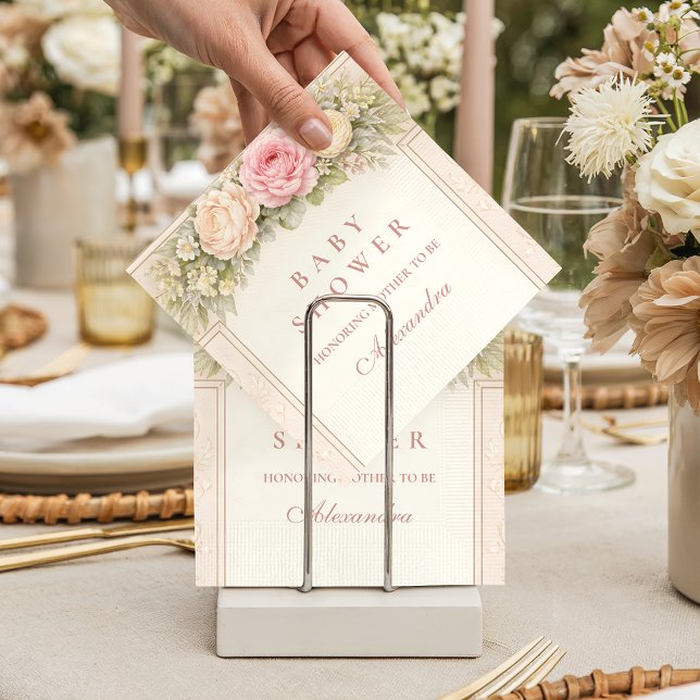 Guardanapo De Papel Blush Ranunculus And Rose Garden Baby Shower (Criador carregado)