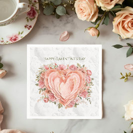 Guardanapo De Papel Blush Rococo Floral Heart Galentine Garden Elegant