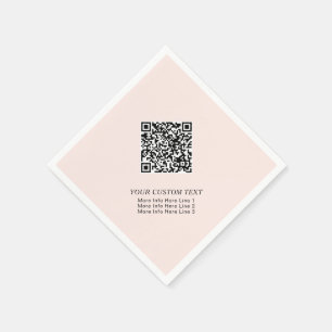 Guardanapo De Papel Blush Rosa Código QR de Negócios Simples Promocion