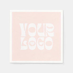 Guardanapo De Papel Blush rosa e branco Logótipo corporativo Napkin