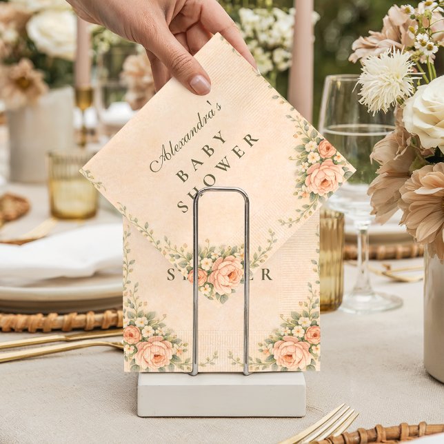 Guardanapo De Papel Blush Sage Floral Garden Baby Shower (Criador carregado)
