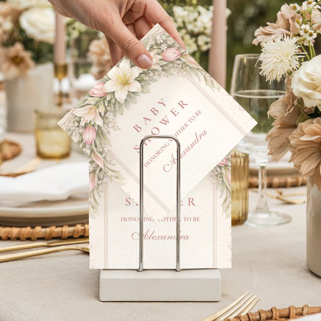 Guardanapo De Papel Blush Tulip And Lily Garden Baby Shower (Criador carregado)