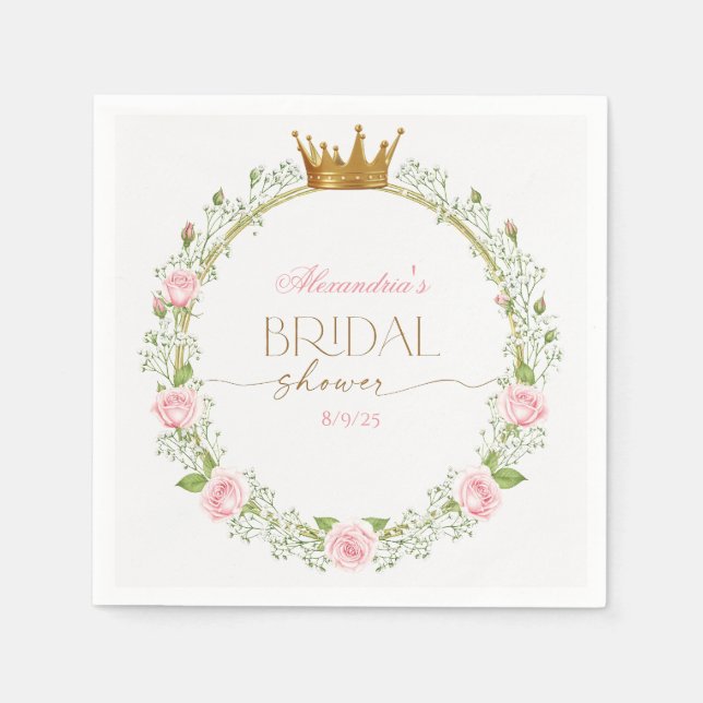 Guardanapo De Papel Blushing Romance: Pink Roses & Baby’s Breathe (Frente)