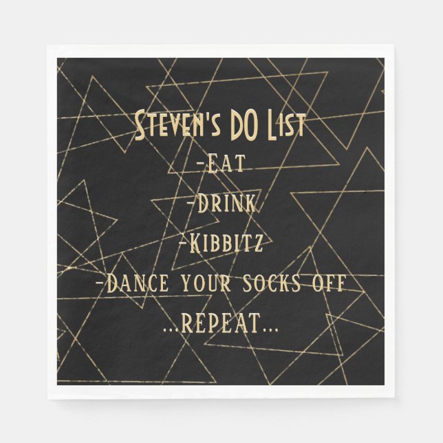 Guardanapo De Papel BM Bat Bar Mitzvah Douradas Stars (Frente)