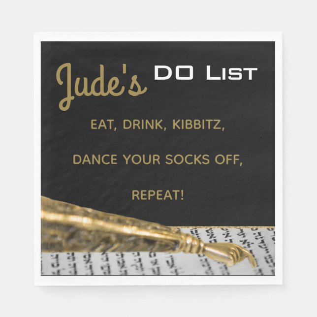 Guardanapo De Papel BM Bat Bar Mitzvah Dourado Yad Napkins (Frente)