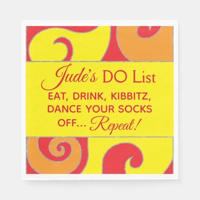 Guardanapo De Papel BM Bat Bar Mitzvah Silvery Swirls Napkins (Frente)