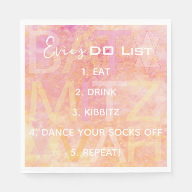 Guardanapo De Papel BM Bat Bar Mitzvah Simplesmente Sutil Napkins (Frente)