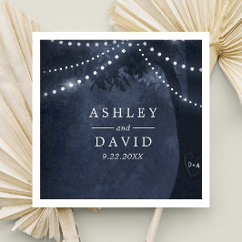 Guardanapo De Papel Boas Iniciais da Marinha Blue Rustic Tree Casament