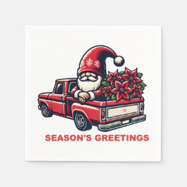 Guardanapo De Papel Boas-Reuniões da Época Poinsettia Gnomo em Red Tru